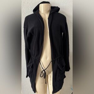 ASOS Hooded Black Cardigan sweater self tie classy long